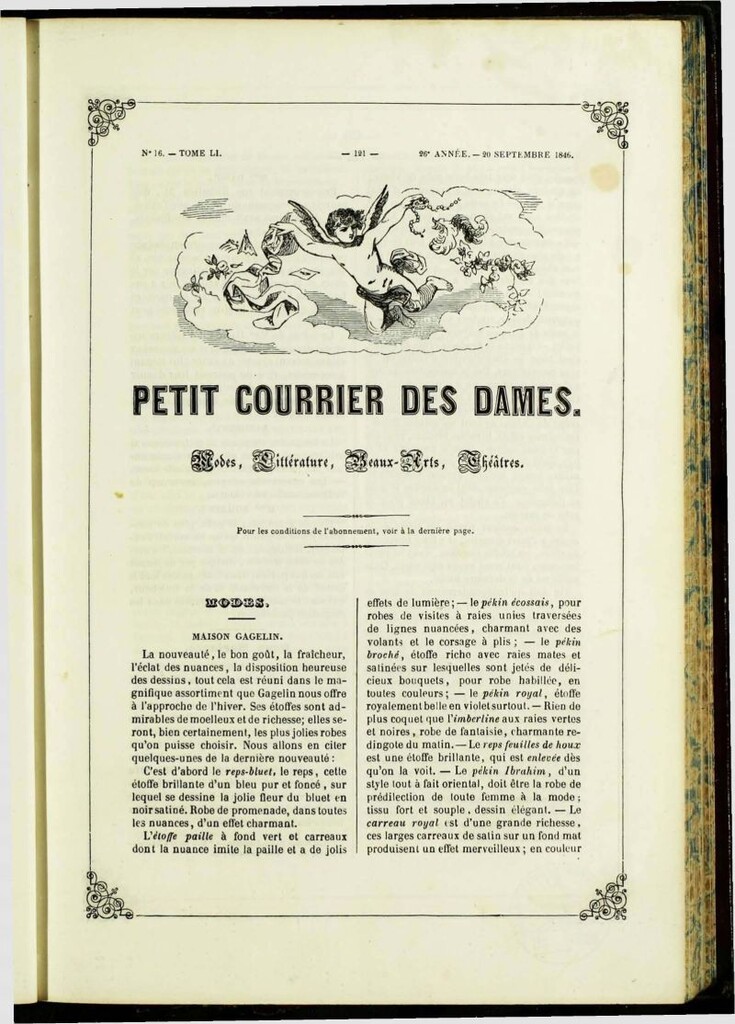 Miniatura de Petit Courrier Des Dames del 20 de septiembre de 1846
