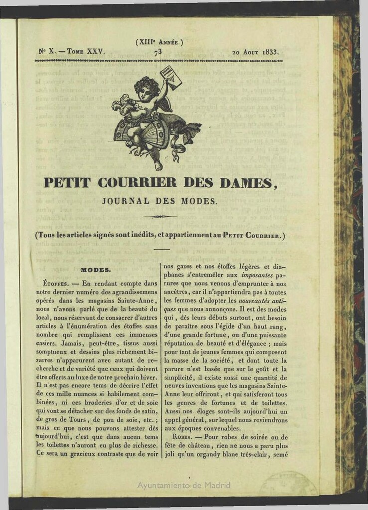 Miniatura de Petit Courrier des Dames : journal des modes del 20 de Agosto de 1833