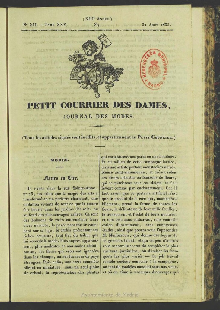 Miniatura de Petit Courrier des Dames : journal des modes del 31 de Agosto de 1833