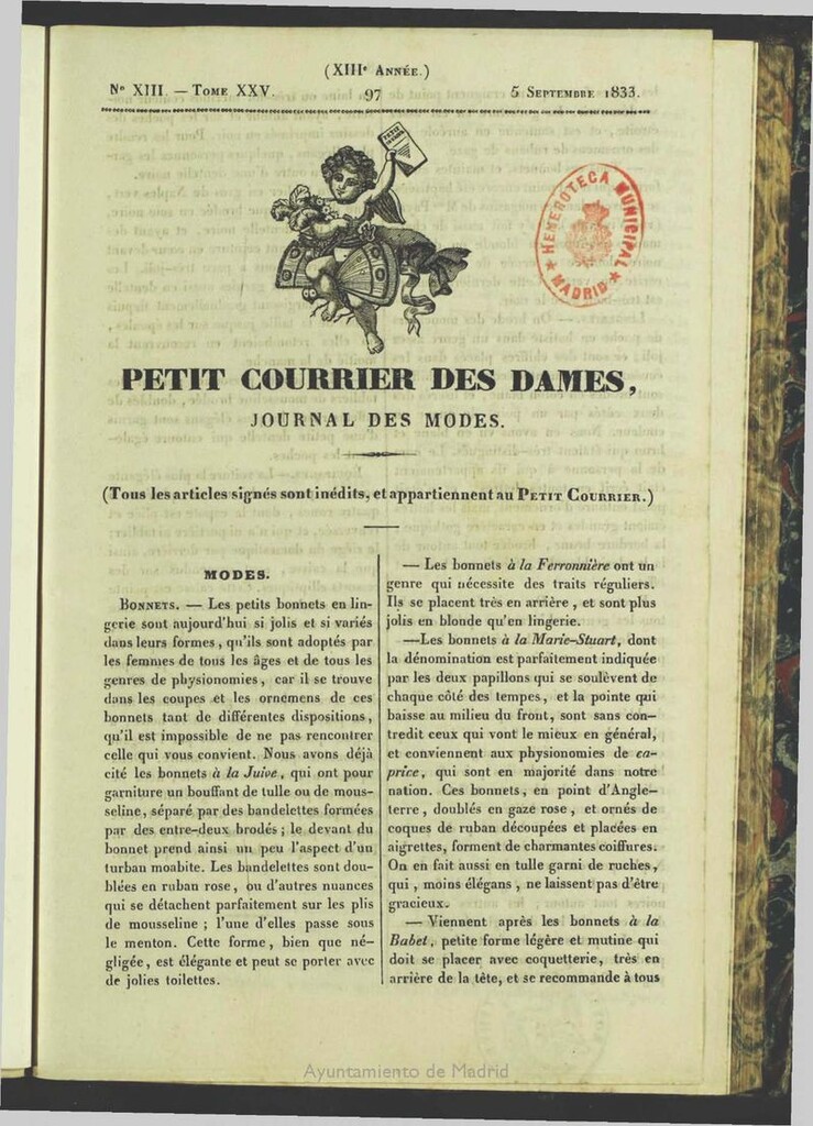 Miniatura de Petit Courrier des Dames : journal des modes del 05 de Septiembre de 1833