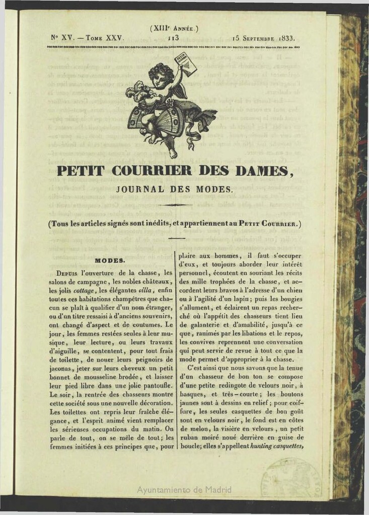 Miniatura de Petit Courrier des Dames : journal des modes del 15 de Septiembre de 1833