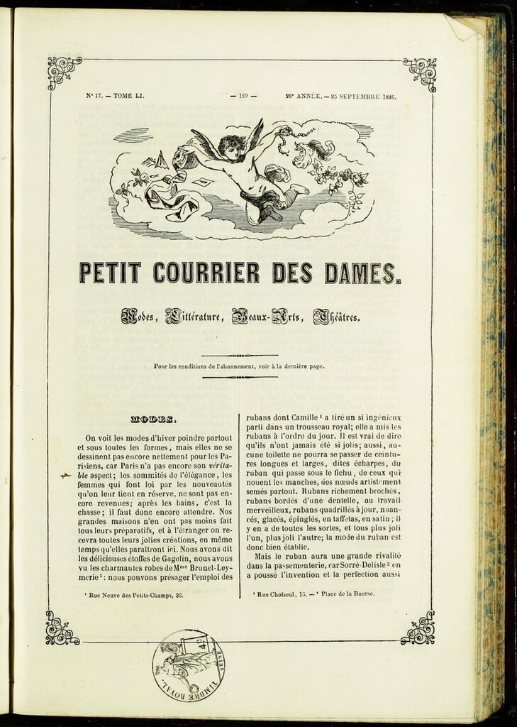 Miniatura de Petit Courrier Des Dames del 25 de septiembre de 1846