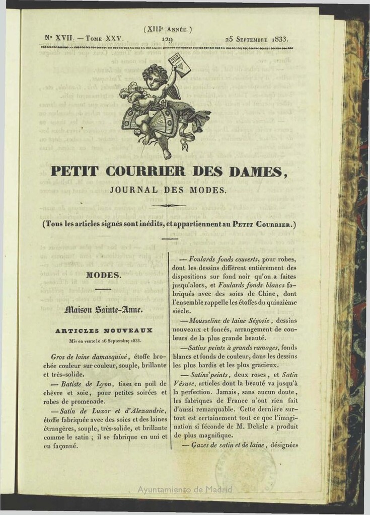 Miniatura de Petit Courrier des Dames : journal des modes del 25 de Septiembre de 1833