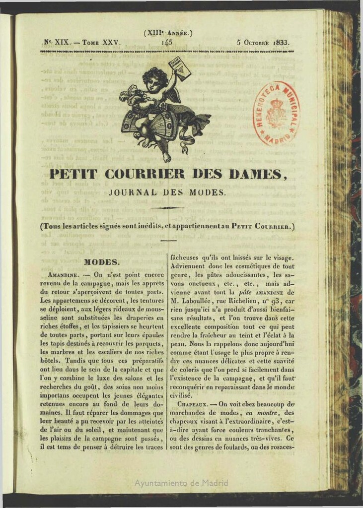 Miniatura de Petit Courrier des Dames : journal des modes del 5 de Octubre de 1833