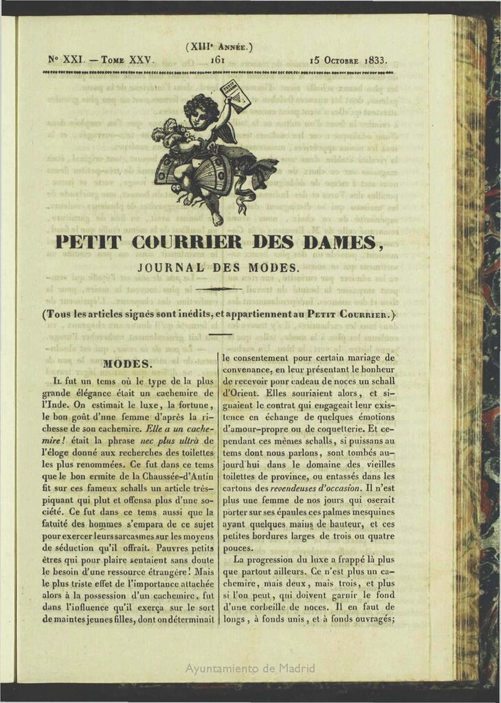 Miniatura de Petit Courrier des Dames : journal des modes del 15 de Octubre de 1833