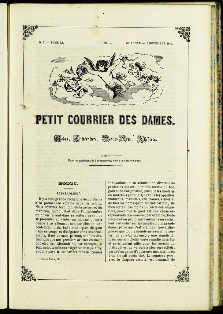 Miniatura de Petit Courrier Des Dames del 15 de noviembre de 1846