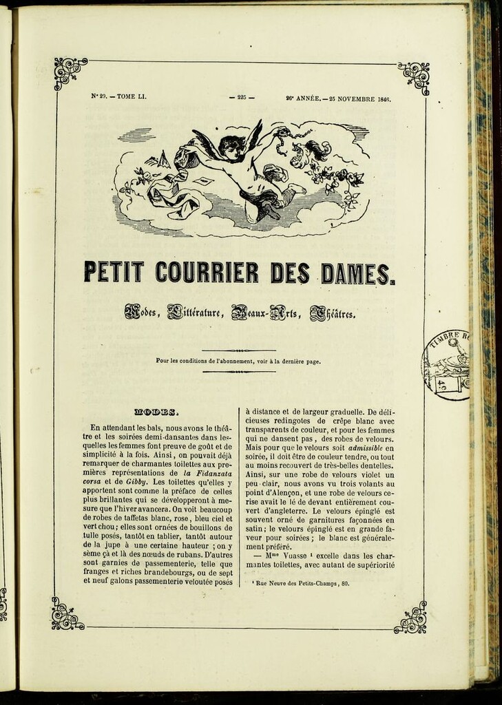Miniatura de Petit Courrier Des Dames del 25 de noviembre de 1846