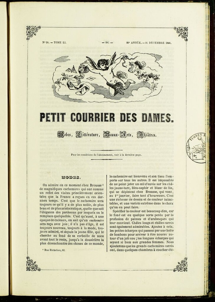Miniatura de Petit Courrier Des Dames del 31 de diciembre de 1846