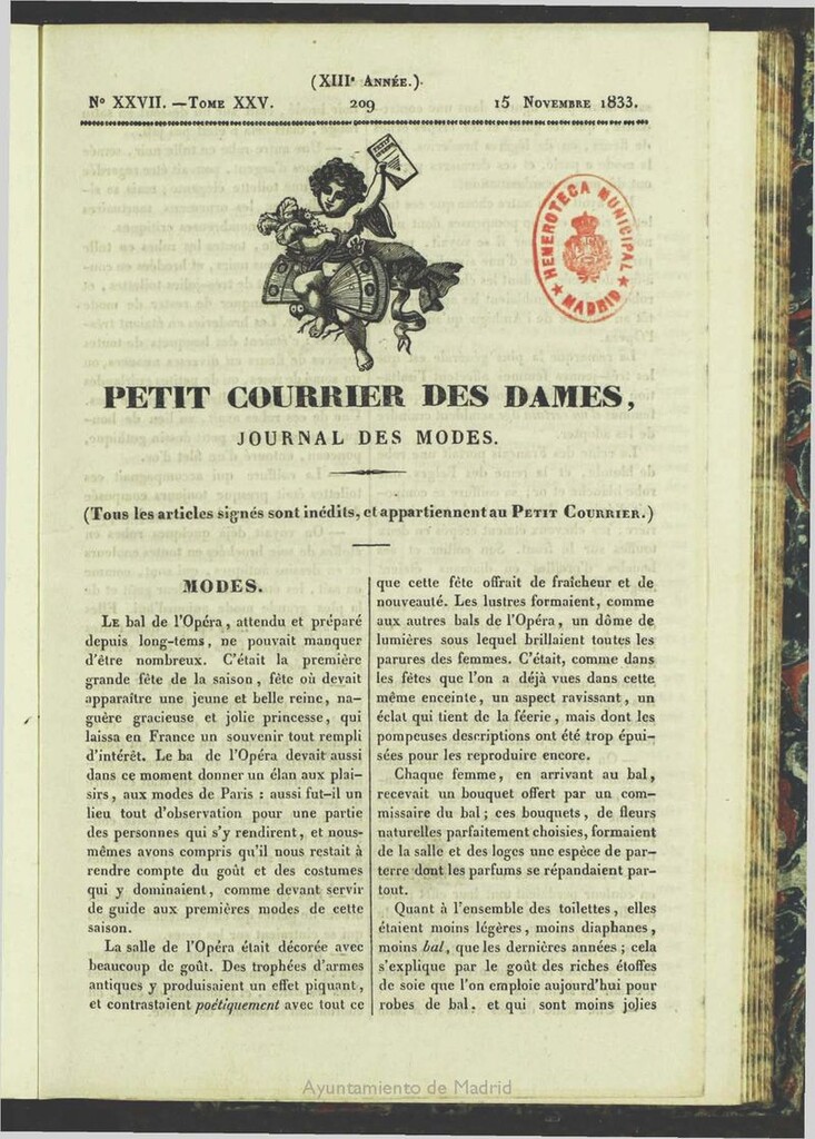 Miniatura de Petit Courrier des Dames : journal des modes del 15 de Noviembre de 1833