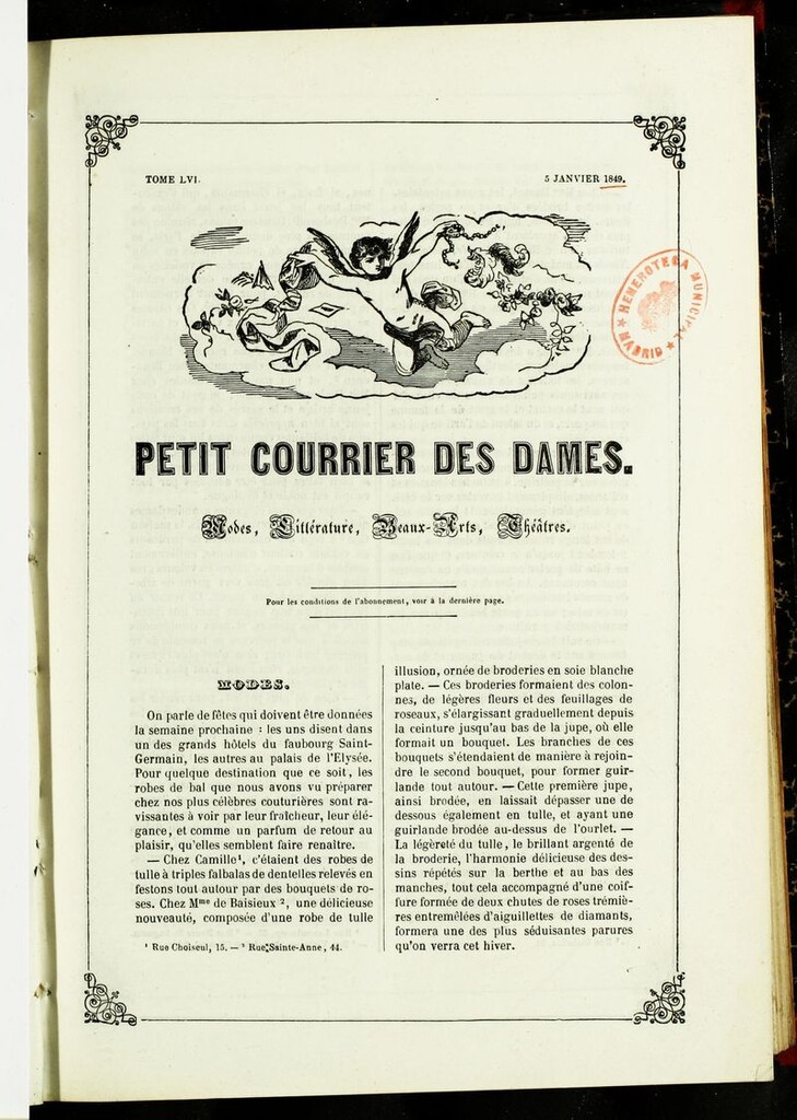 Miniatura de Petit Courrier des Dames : annonces des modes, des nouveautés et des arts del 5 de Enero de 1849