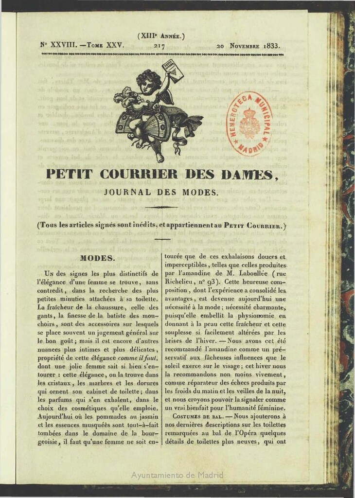 Miniatura de Petit Courrier des Dames : journal des modes del 20 de Noviembre de 1833