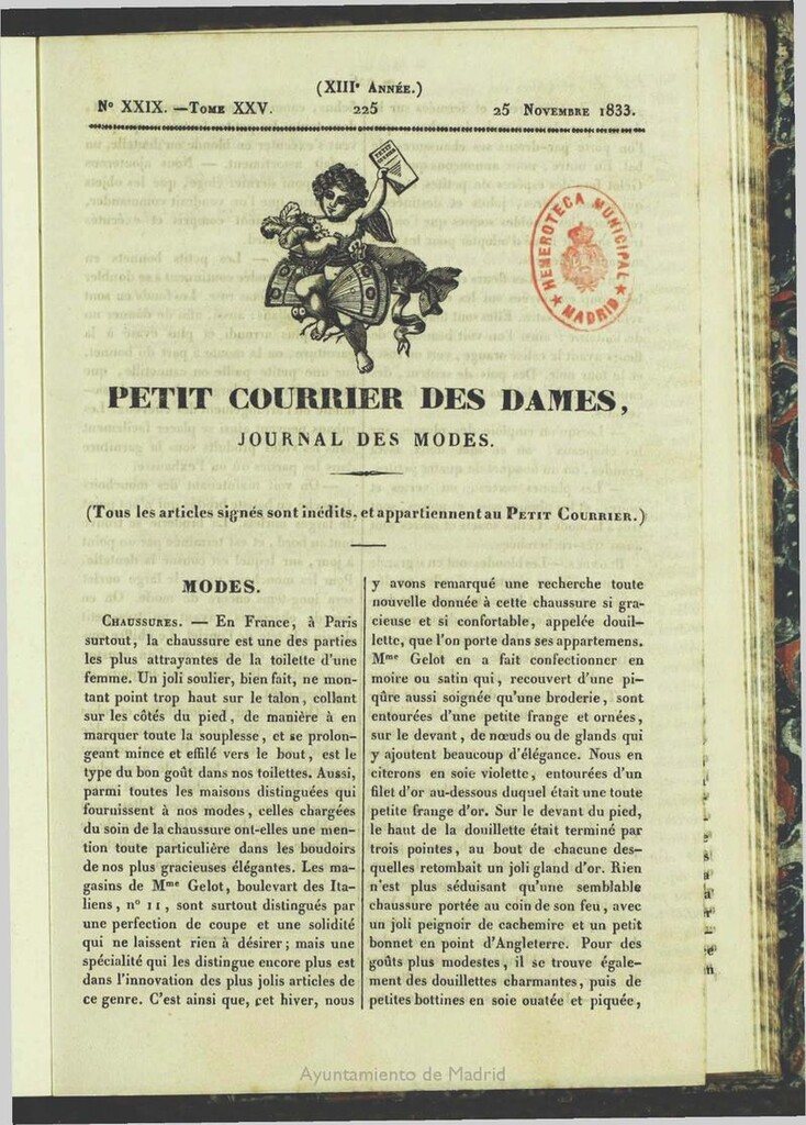 Miniatura de Petit Courrier des Dames : journal des modes del 25 de Noviembre de 1833