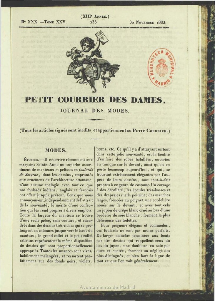 Miniatura de Petit Courrier des Dames : journal des modes del 30 de Noviembre de 1833