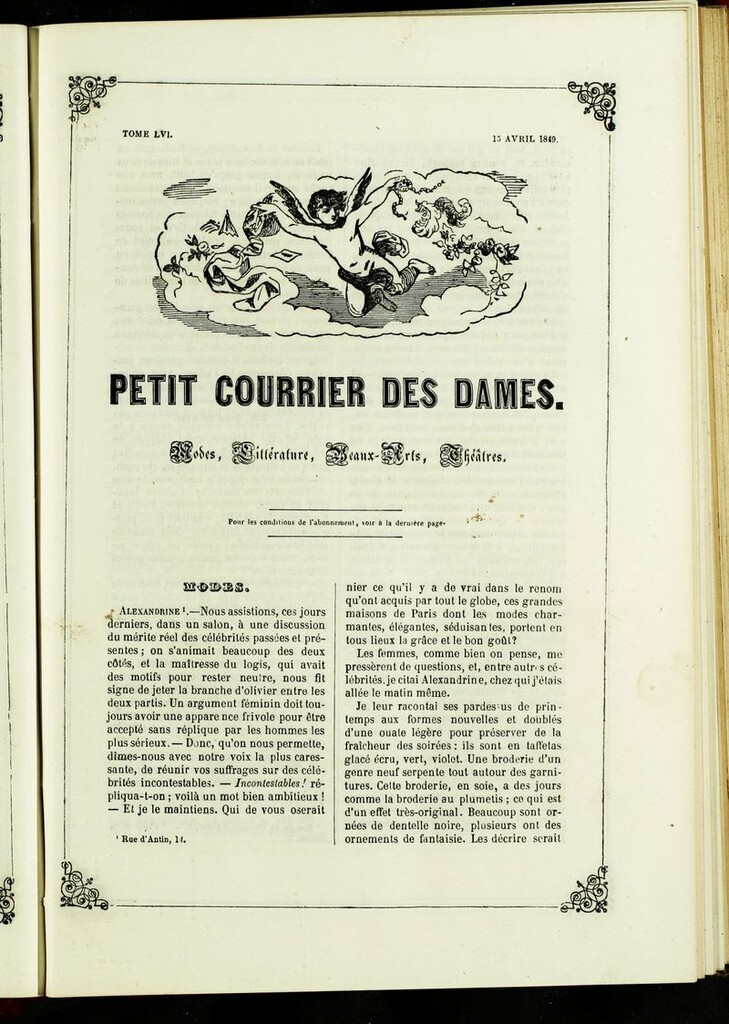 Miniatura de Petit Courrier des Dames : annonces des modes, des nouveautés et des arts del 15 de Abril de 1849