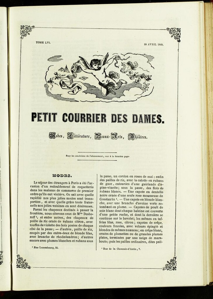 Miniatura de Petit Courrier des Dames : annonces des modes, des nouveautés et des arts del 20 de Abril de 1849