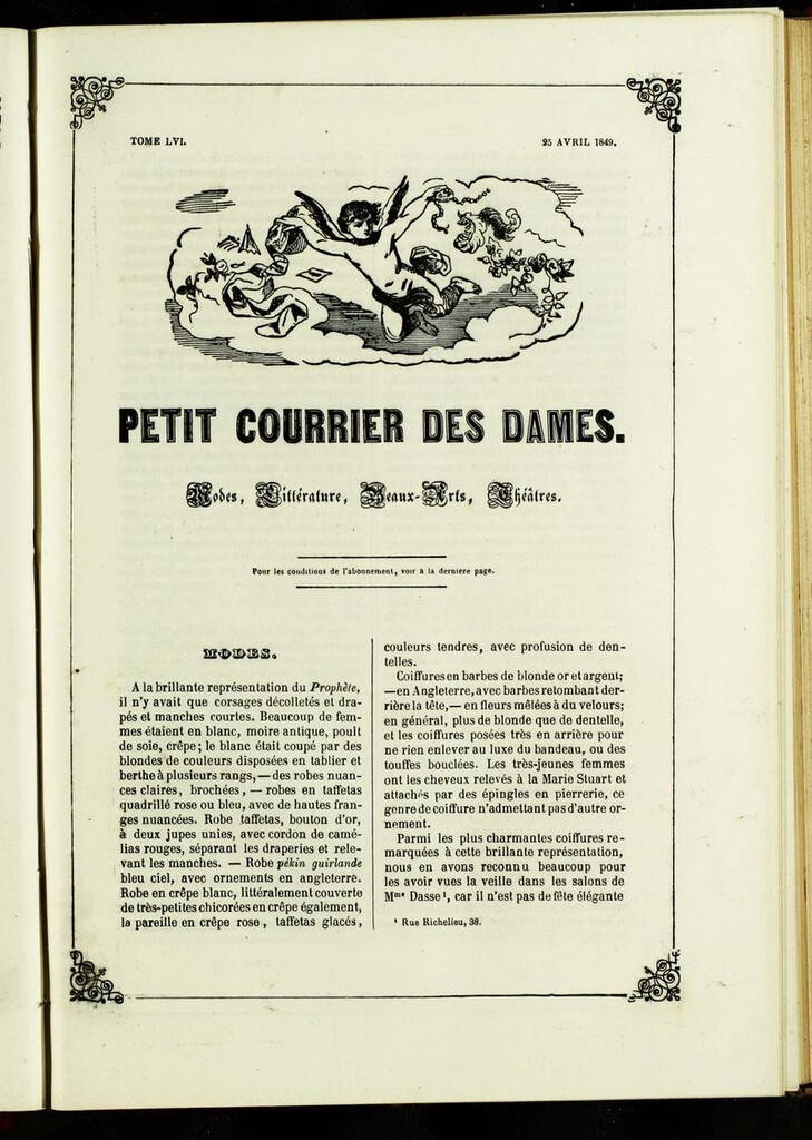 Miniatura de Petit Courrier des Dames : annonces des modes, des nouveautés et des arts del 25 de Abril de 1849