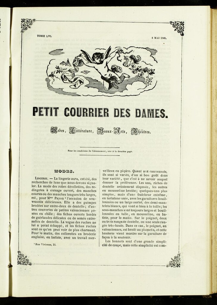 Miniatura de Petit Courrier des Dames : annonces des modes, des nouveautés et des arts del 5 de Mayo de 1849