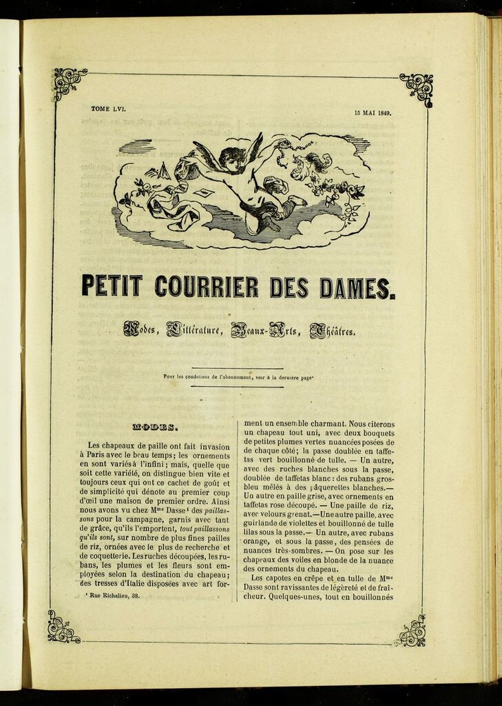 Miniatura de Petit Courrier des Dames : annonces des modes, des nouveautés et des arts del 15 de Mayo de 1849