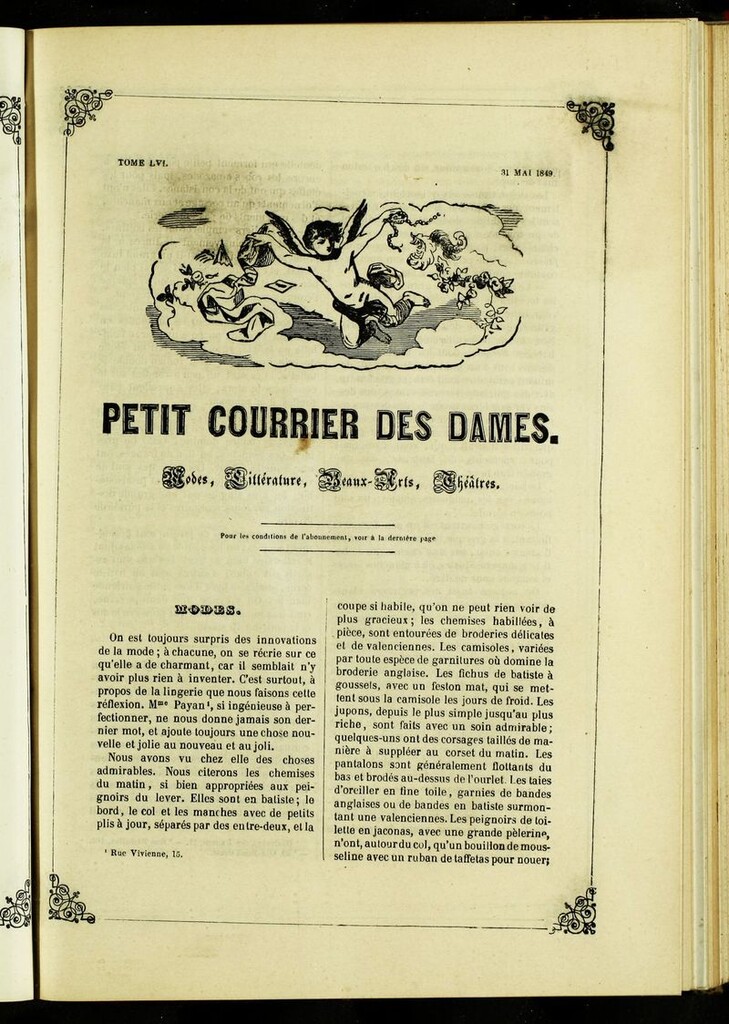 Miniatura de Petit Courrier des Dames : annonces des modes, des nouveautés et des arts del 31 de Mayo de 1849