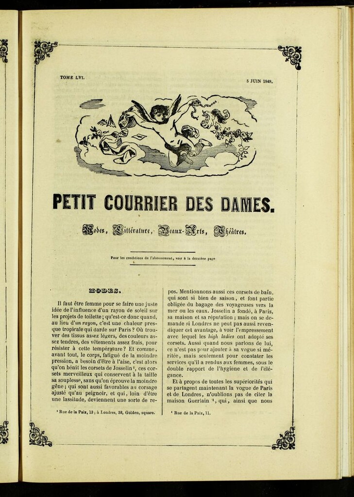 Miniatura de Petit Courrier des Dames : annonces des modes, des nouveautés et des arts del 5 de Junio de 1849
