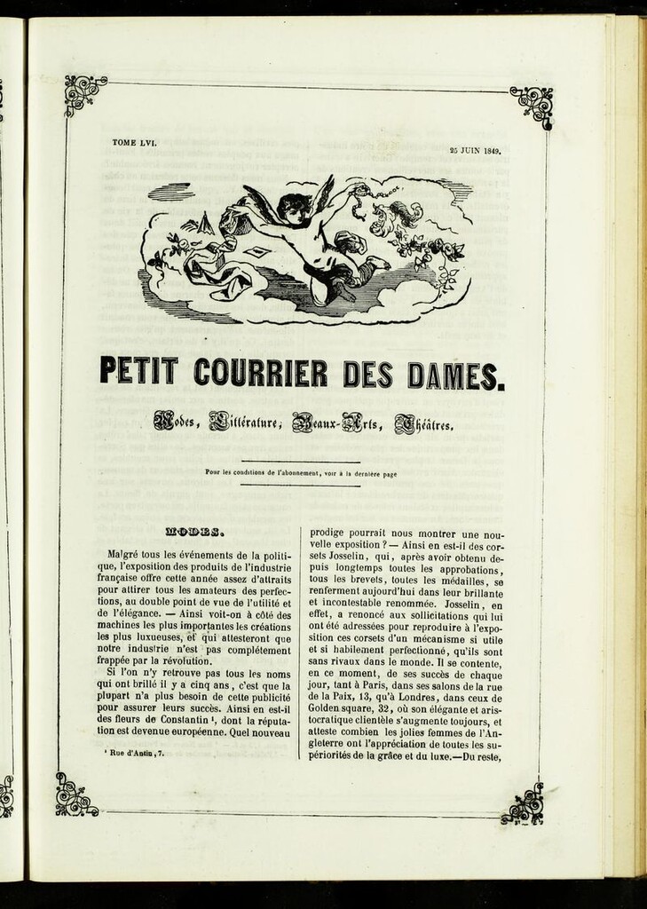 Miniatura de Petit Courrier des Dames : annonces des modes, des nouveautés et des arts del 25 de Junio de 1849