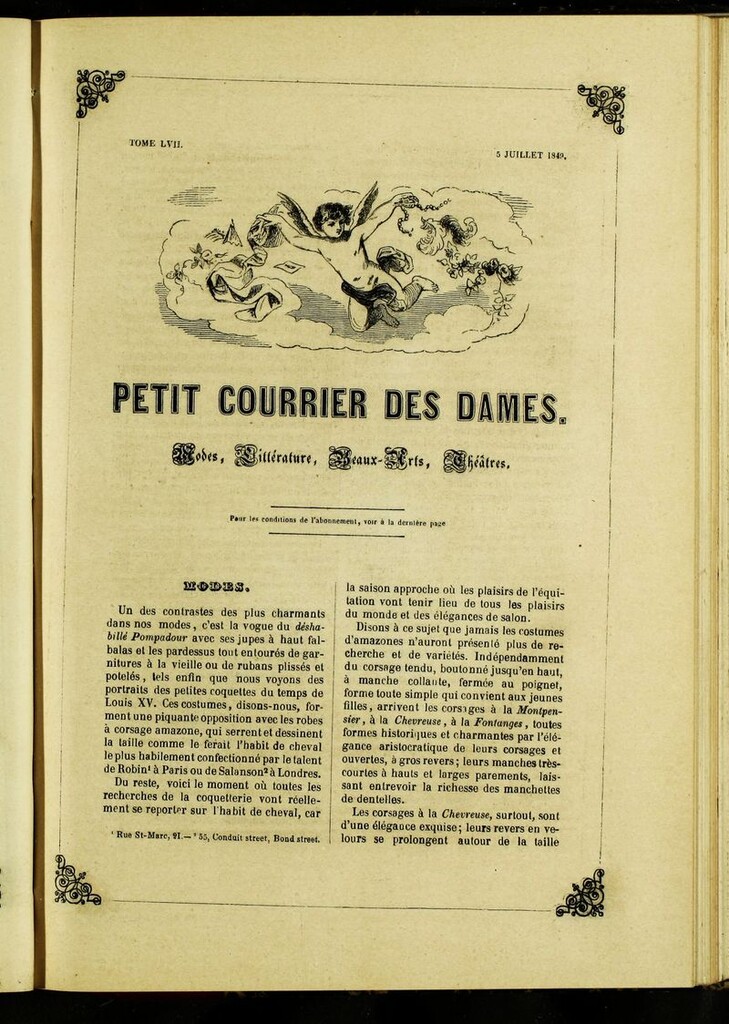 Miniatura de Petit Courrier des Dames : annonces des modes, des nouveautés et des arts del 5 de Julio de 1849