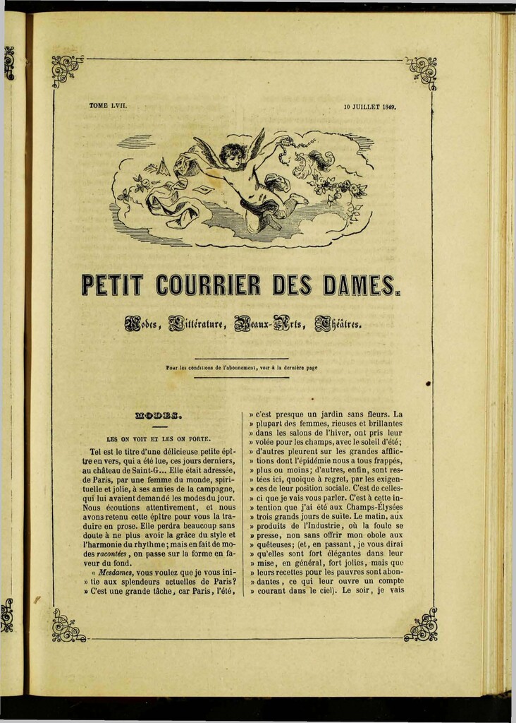Miniatura de Petit Courrier des Dames : annonces des modes, des nouveautés et des arts del 10 de Julio de 1849