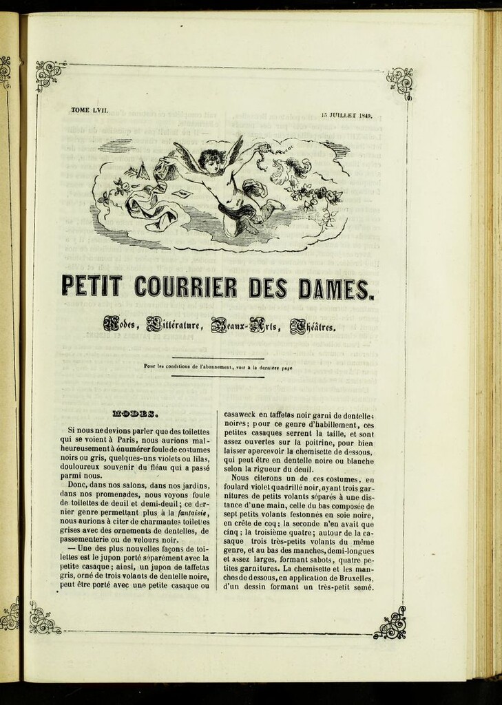 Miniatura de Petit Courrier des Dames : annonces des modes, des nouveautés et des arts del 15 de Julio de 1849