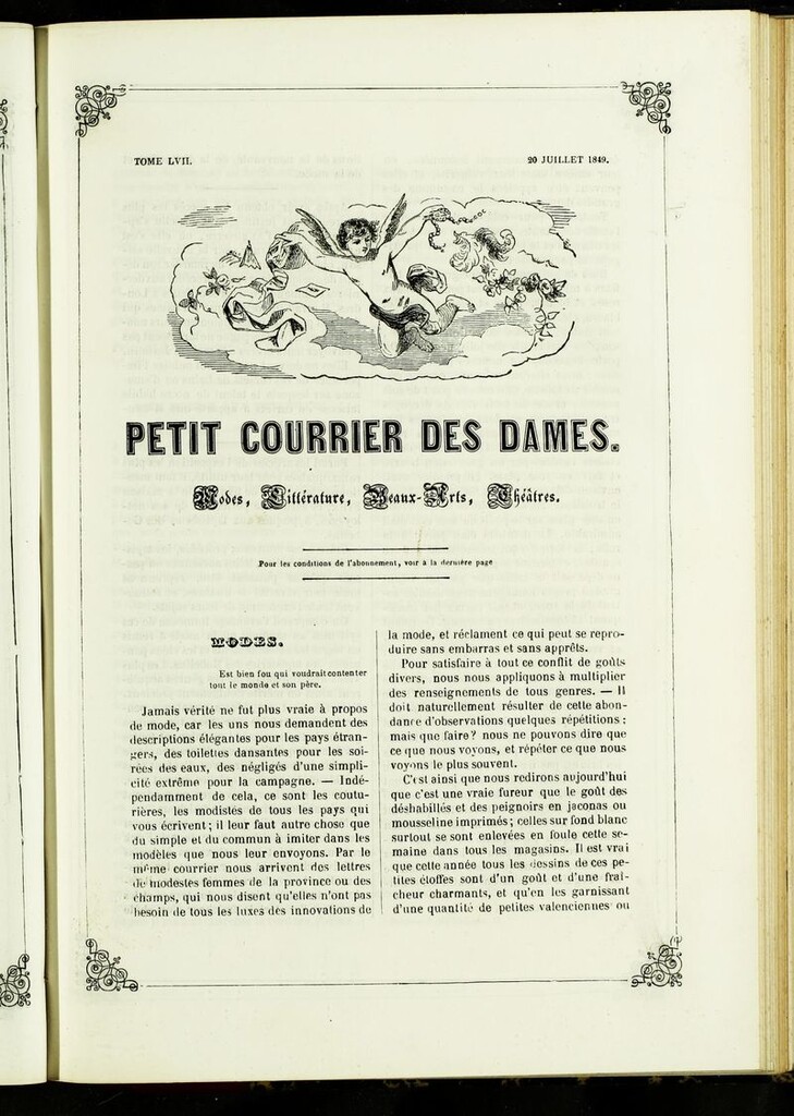Miniatura de Petit Courrier des Dames : annonces des modes, des nouveautés et des arts del 20 de Julio de 1849