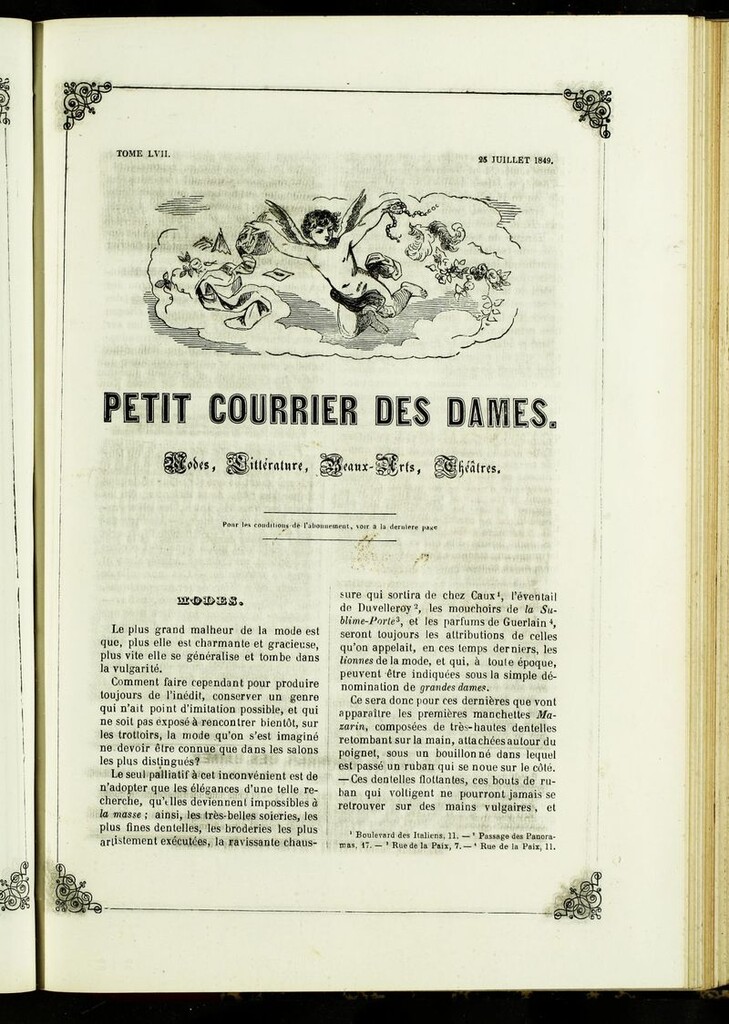 Miniatura de Petit Courrier des Dames : annonces des modes, des nouveautés et des arts del 25 de Julio de 1849