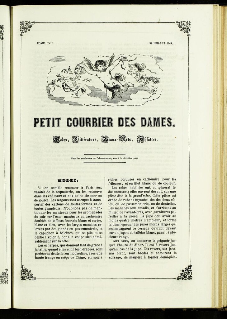 Miniatura de Petit Courrier des Dames : annonces des modes, des nouveautés et des arts del 31 de Julio de 1849