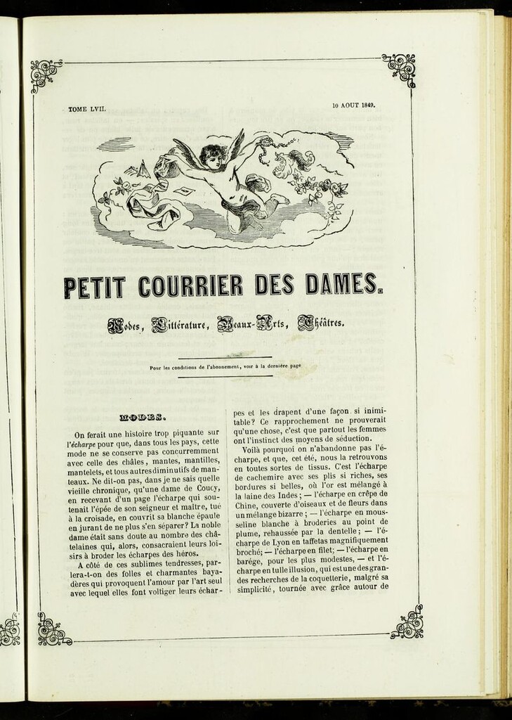 Miniatura de Petit Courrier des Dames : annonces des modes, des nouveautés et des arts del 10 de Agosto de 1849