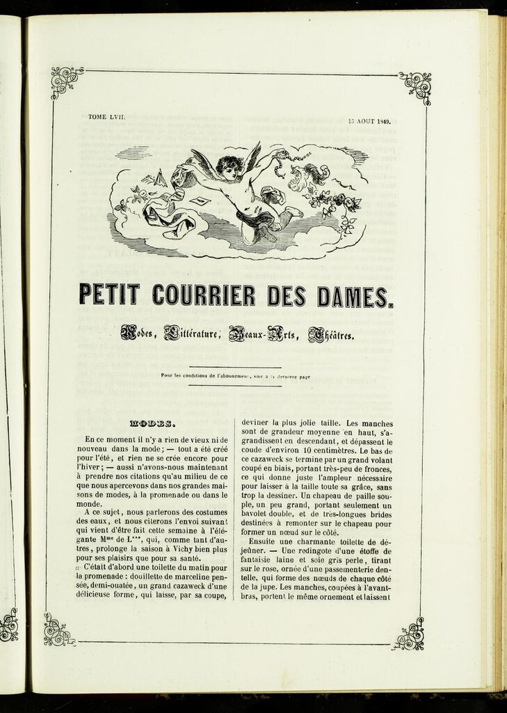 Miniatura de Petit Courrier des Dames : annonces des modes, des nouveautés et des arts del 15 de Agosto de 1849