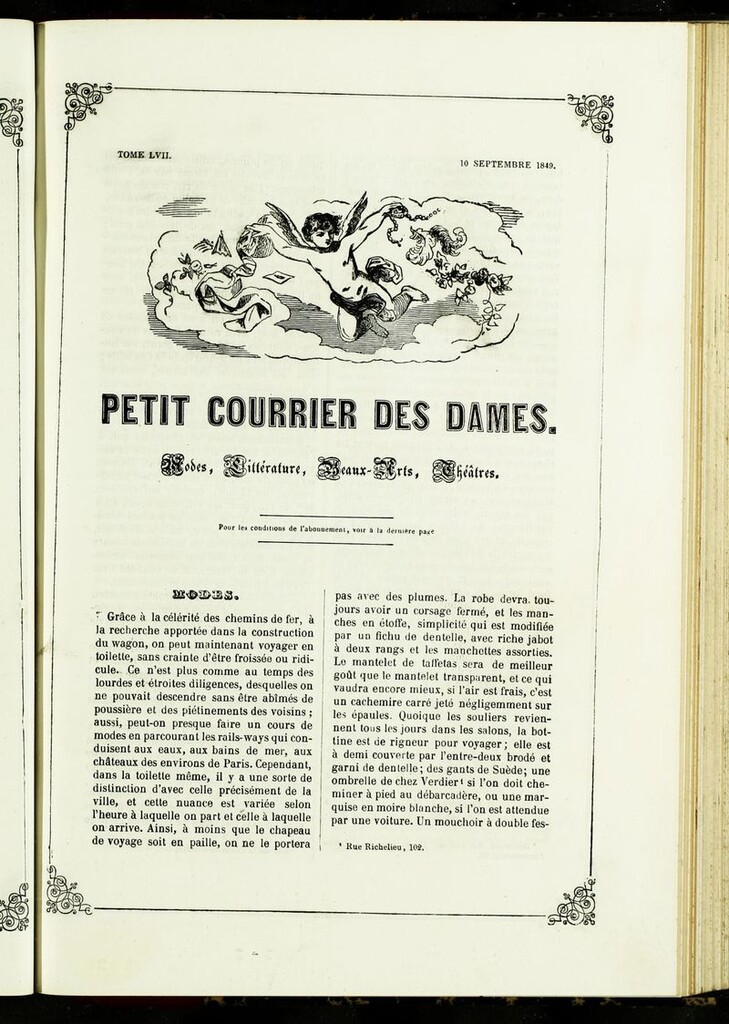 Miniatura de Petit Courrier Des Dames del 10 de septiembre de 1849