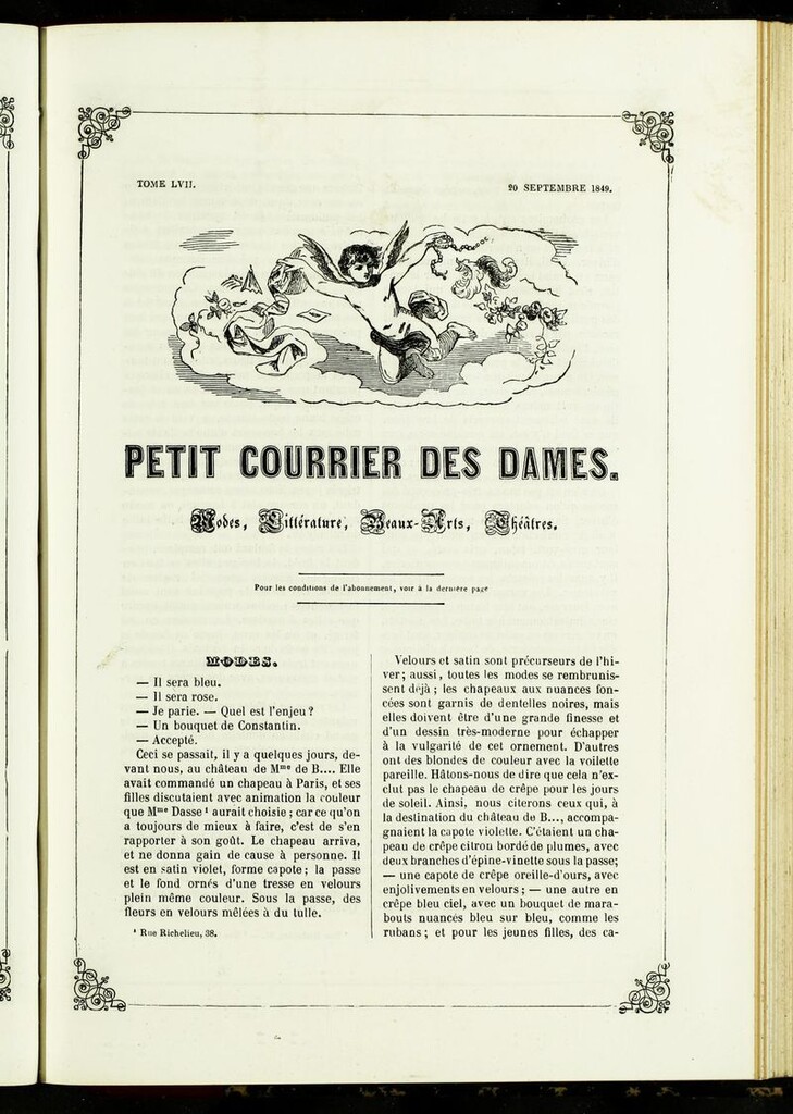 Miniatura de Petit Courrier Des Dames del 20 de septiembre de 1849