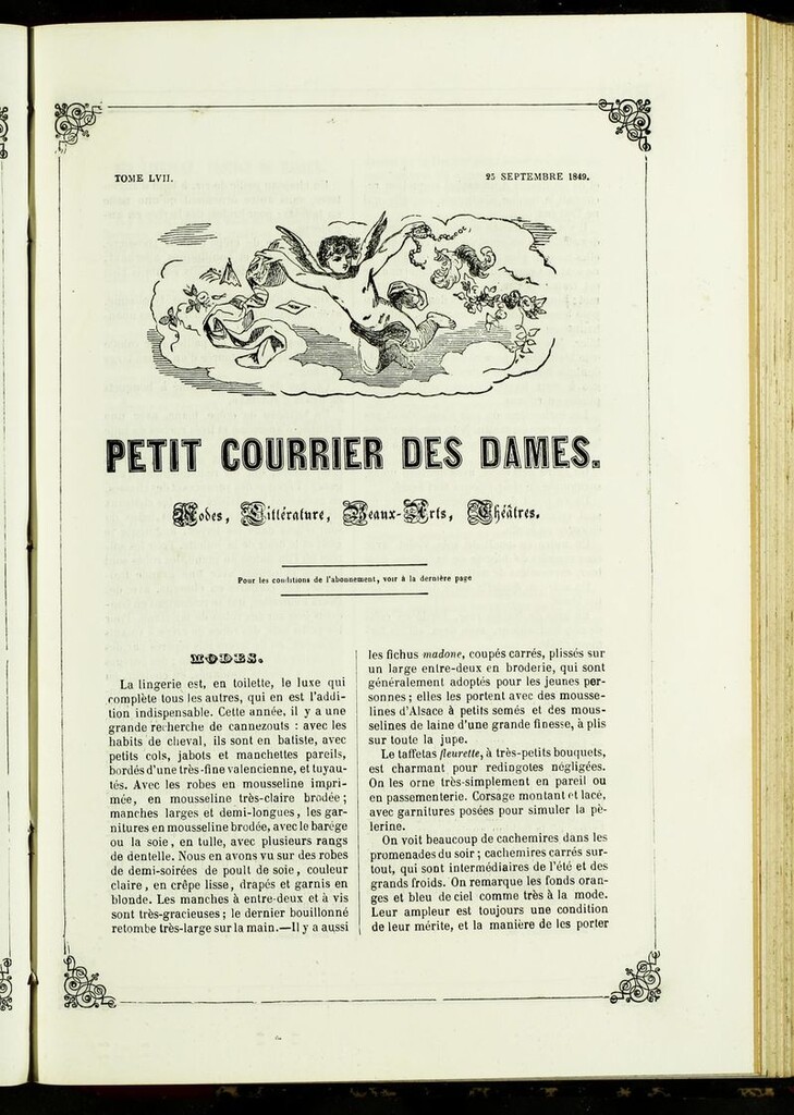 Miniatura de Petit Courrier Des Dames del 25 de septiembre de 1849