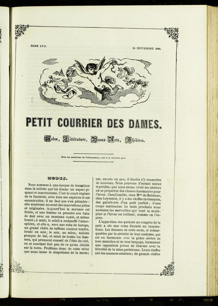 Miniatura de Petit Courrier Des Dames del 30 de septiembre de 1849