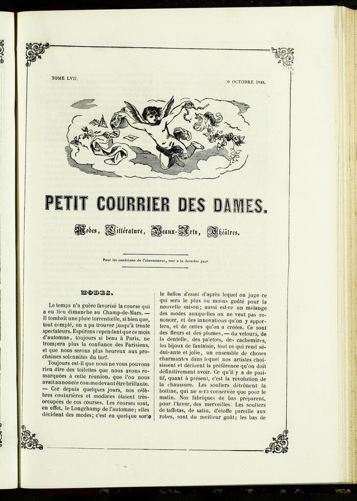 Miniatura de Petit Courrier des Dames : annonces des modes, des nouveautés et des arts del 10 de Octubre de 1849