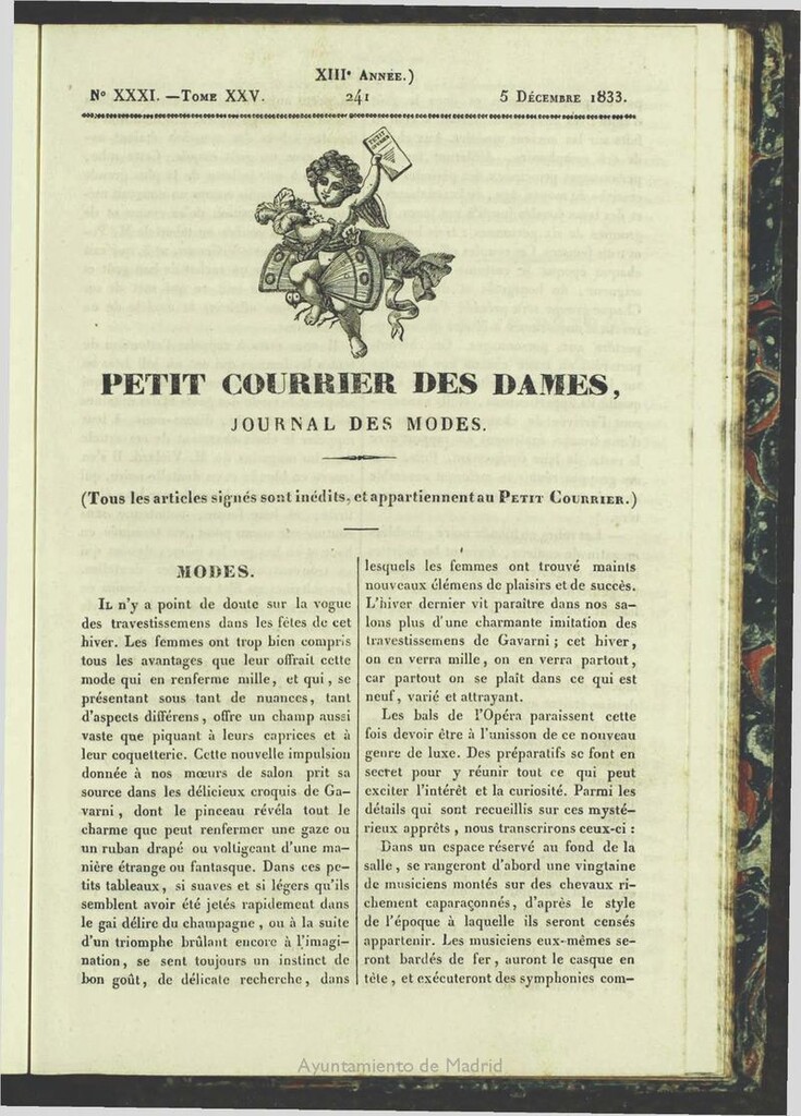 Miniatura de Petit Courrier des Dames : journal des modes del 5 de Diciembre de 1833