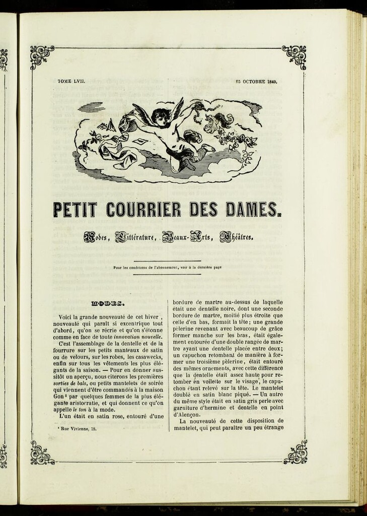 Miniatura de Petit Courrier des Dames : annonces des modes, des nouveautés et des arts del 25 de Octubre de 1849