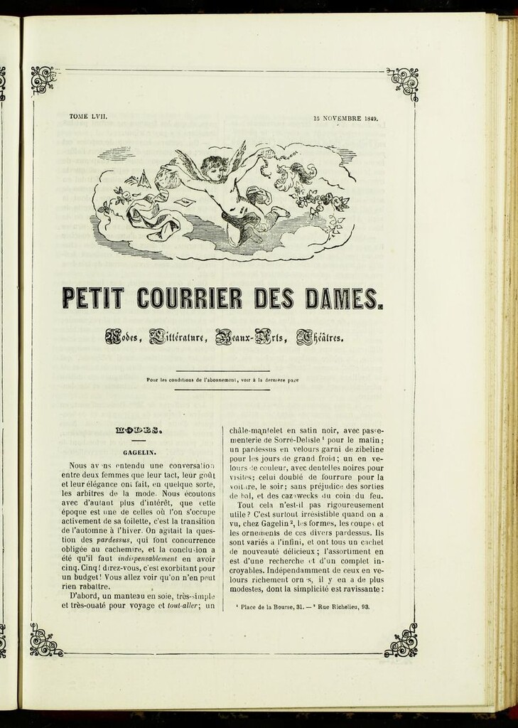 Miniatura de Petit Courrier Des Dames del 15 de noviembre de 1849