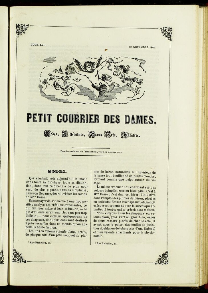 Miniatura de Petit Courrier Des Dames del 20 de noviembre de 1849