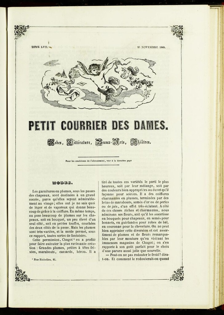 Miniatura de Petit Courrier Des Dames del 25 de noviembre de 1849