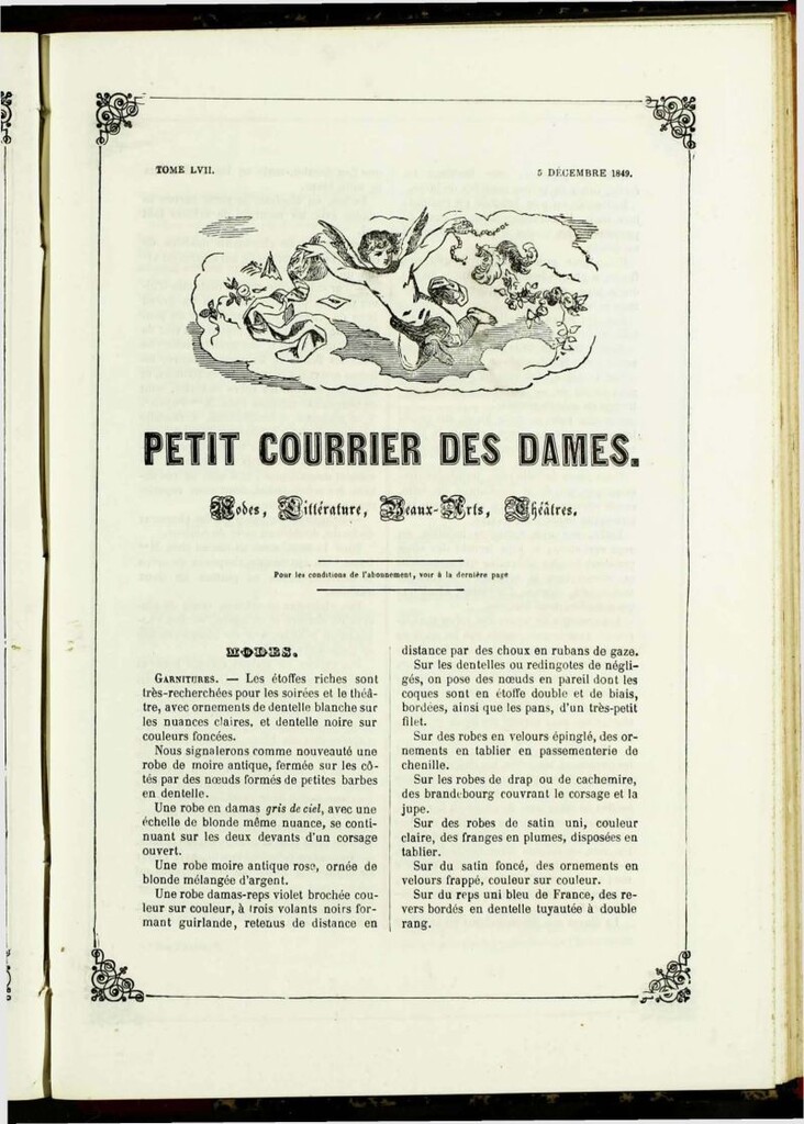 Miniatura de Petit Courrier des Dames : annonces des modes, des nouveautés et des arts del 5 de Diciembre de 1849