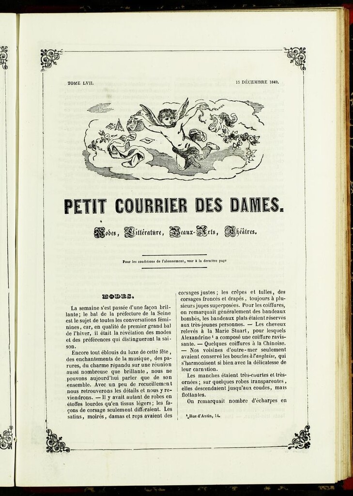Miniatura de Petit Courrier Des Dames del 15 de diciembre de 1849