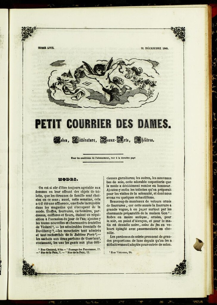 Miniatura de Petit Courrier Des Dames del 31 de diciembre de 1849