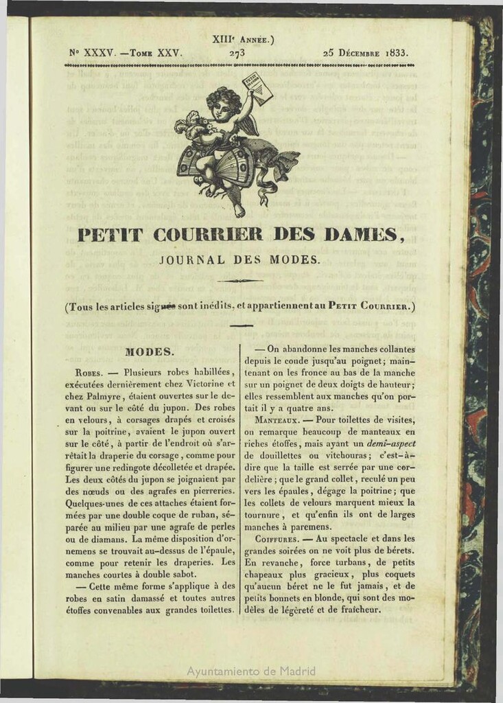 Miniatura de Petit Courrier des Dames : journal des modes del 25 de Diciembre de 1833