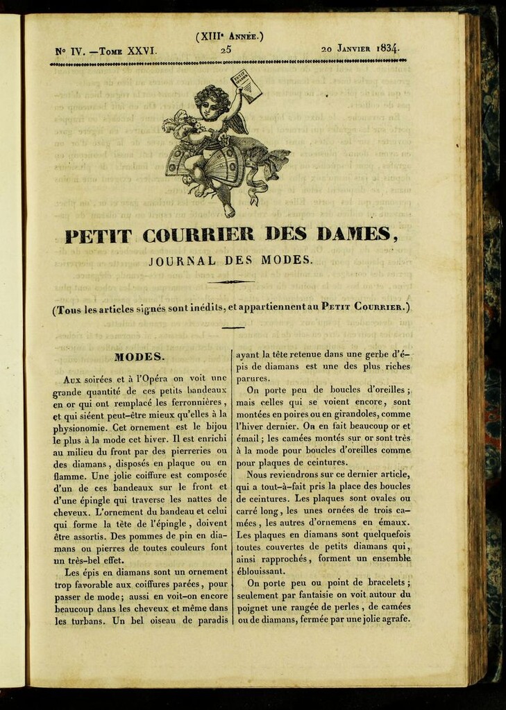 Miniatura de Petit Courrier des Dames : annonces des modes, des nouveautés et des arts del 20 de Enero de 1834