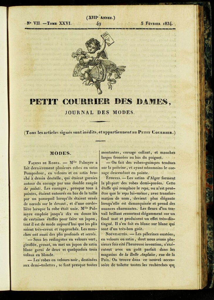Miniatura de Petit Courrier des Dames : annonces des modes, des nouveautés et des arts del 5 de Febrero de 1834