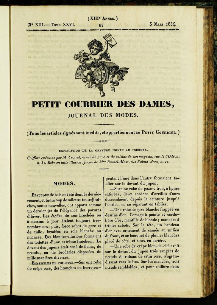 Miniatura de Petit Courrier des Dames : annonces des modes, des nouveautés et des arts del 5 de Marzo de 1834